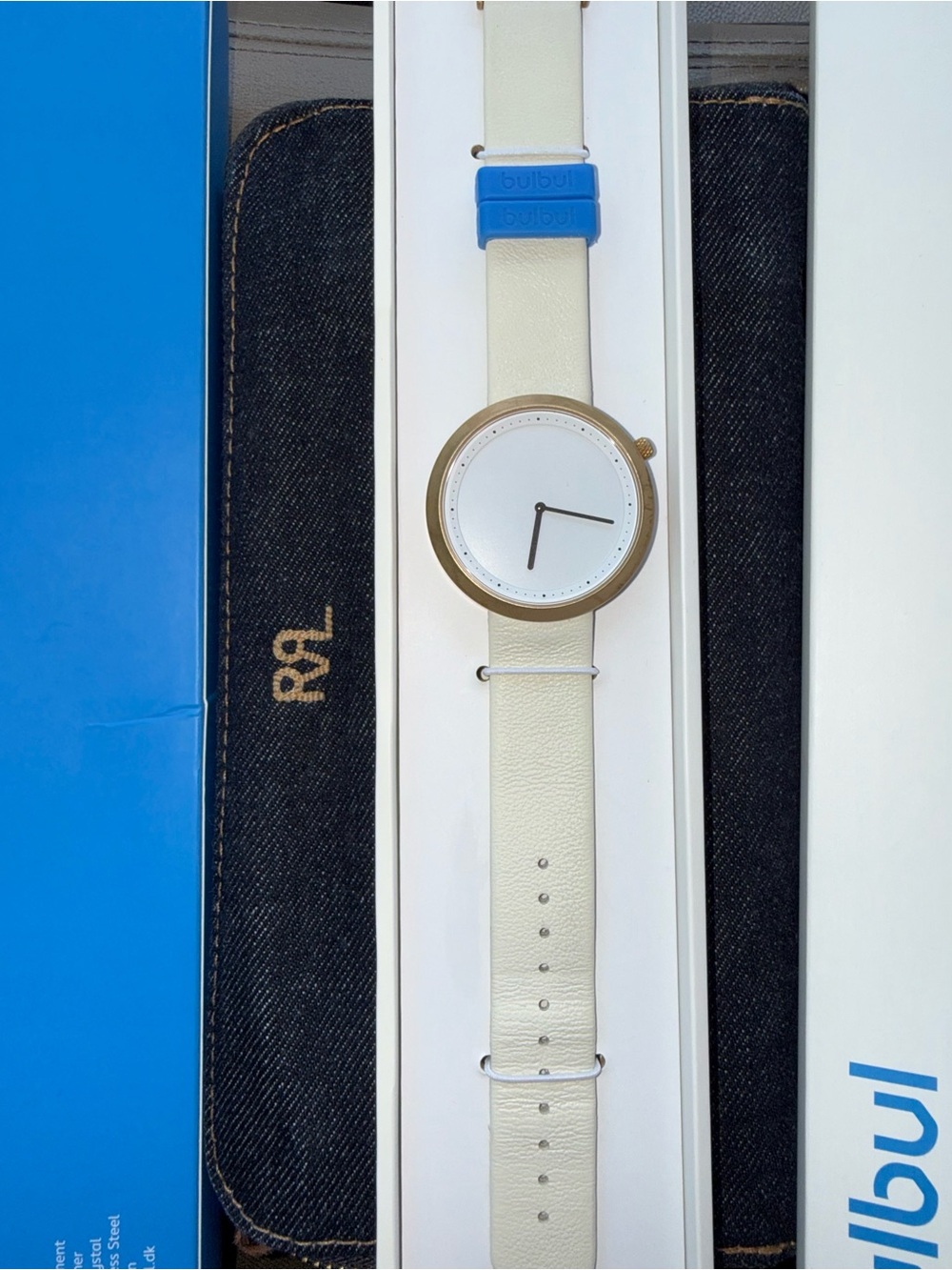 Bulbul Facette Minimalist White/Cream Leather Watch
